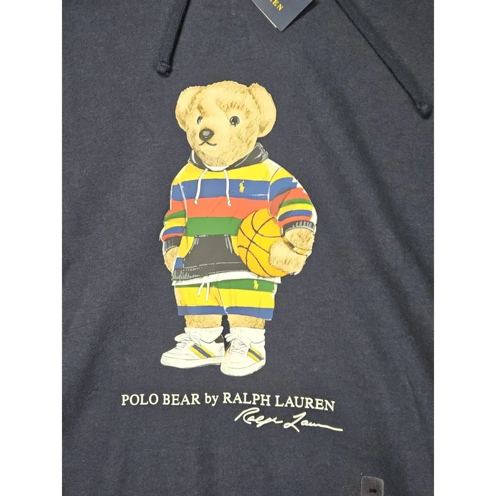 Polo Ralph Lauren Bear Fleece Hoodie Mens 3XB ColorBlocked Basketball Player NWT